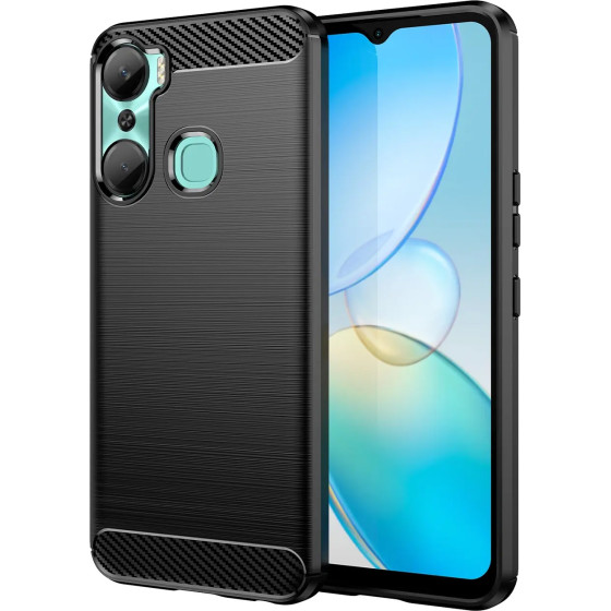 Hurtel Carbon Case case for Infinix Hot 12 Pro flexible silicone carbon cover black - (Carbon Case Infinix Hot 12 Pro Black)