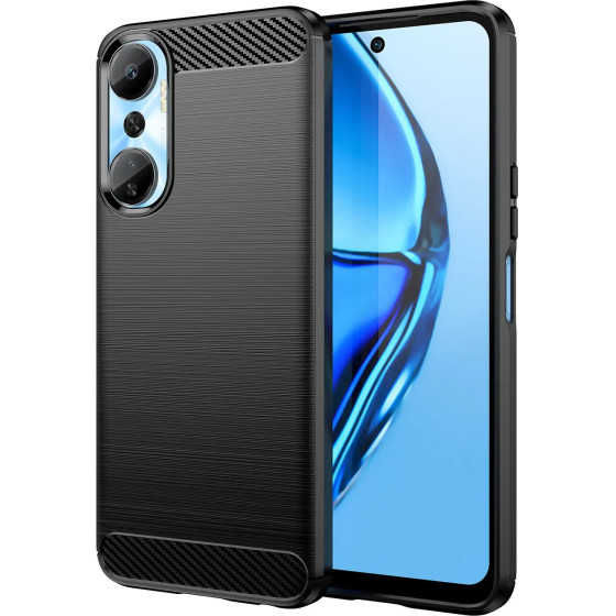 Hurtel Carbon Case case for Infinix Hot 20 flexible silicone carbon cover black - (Carbon Case Infinix Hot 20 Black)