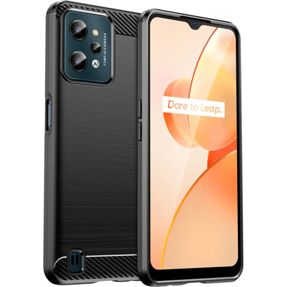 Hurtel Carbon Case case for Realme C31 flexible silicone carbon cover black - (Carbon Case OPPO Realme C31 Black)
