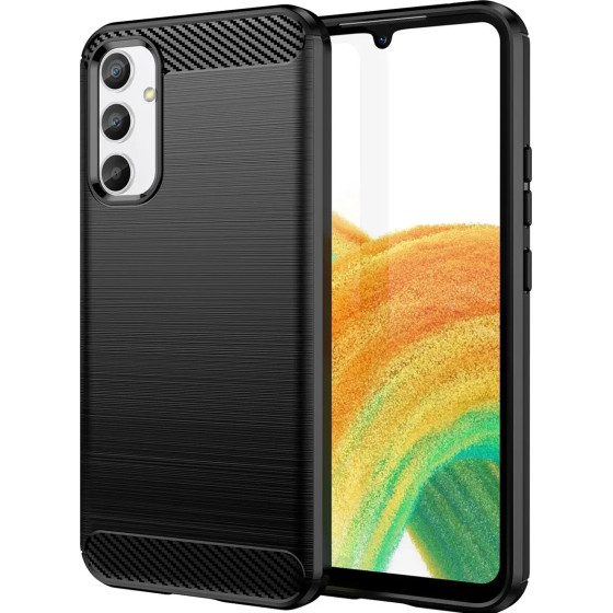 Hurtel Carbon Case case for Samsung Galaxy A34 5G flexible silicone carbon cover black - (Carbon Case Samsung A34 Black)