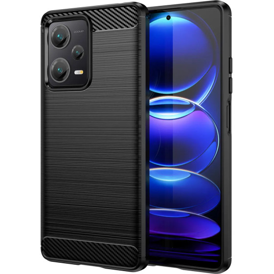 Hurtel Carbon Case case for Xiaomi Redmi Note 12 Pro+ flexible silicone carbon cover black - (Carbon Case Xiaomi Redmi Note 12 Pro + Black)