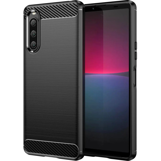 Hurtel Carbon Case cover for Sony Xperia 10 V flexible silicone carbon cover black - (Carbon Case Xperia 10 V Black)