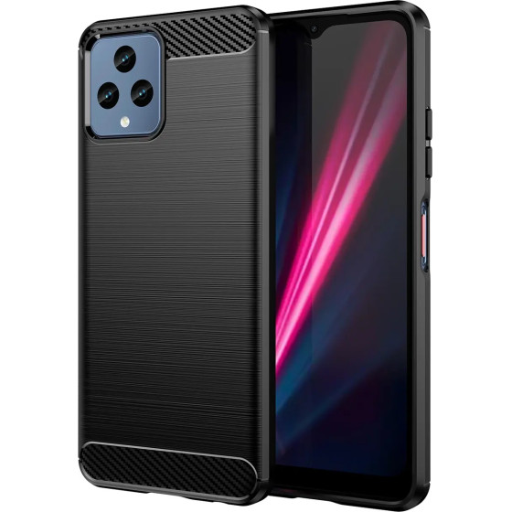 Hurtel Carbon Case cover for T-Mobile Revvl 6 5G flexible silicone carbon cover black - (Carbon Case T-Mobile REVVL 6 5G Black)