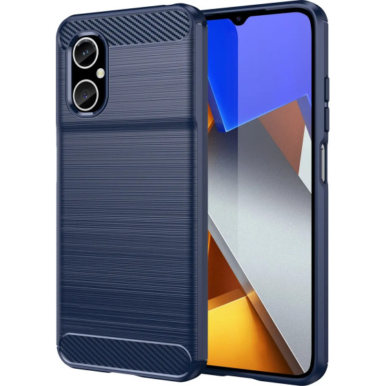 Hurtel Carbon Case Cover for Xiaomi Redmi Note 11E /Redmi 10 5G / Redmi 10 Prime+ 5G / Poco M4 5G Flexible Silicone Carbon Cover Blue - (Carbon Case Xiaomi Poco M4 5G Blue)