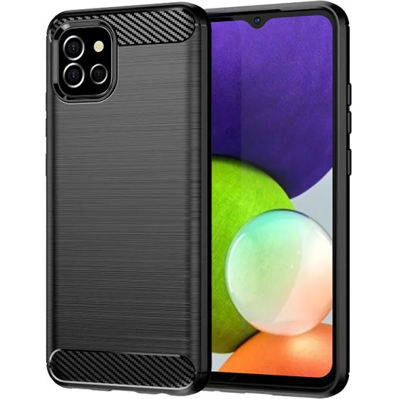 Hurtel Carbon Case Flexible Cover Case for Samsung A03S EU (166.5) black - (Carbon Case Samsung A03S EU (166.5) Black)
