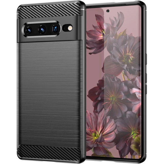 Hurtel Carbon Case Flexible cover for Google Pixel 7 Pro black - (Carbon Case GOOGLE PIXEL 7 PRO Black)