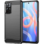 Hurtel Carbon Case Flexible Cover Sleeve for Xiaomi Redmi Note 11 black - (Carbon Case Redmi Note 11 Black)