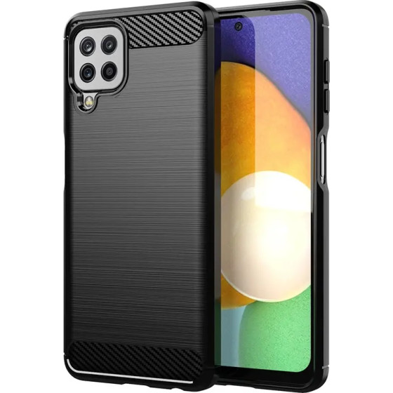 Hurtel Carbon Case Flexible Cover TPU Case for Samsung Galaxy A22 4G black - (Carbon Case Samsung A22 4G Black)