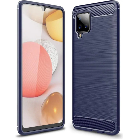 Hurtel Carbon Case Flexible Cover TPU Case for Samsung Galaxy A42 5G blue - (Carbon Case Samsung Galaxy A42 5G blue)