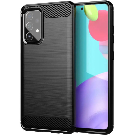 Hurtel Carbon Case Flexible Cover TPU Case for Samsung Galaxy A72 4G black - (Carbon Case Samsung A72 5G/4G black)