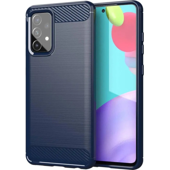 Hurtel Carbon Case Flexible Cover TPU Case for Samsung Galaxy A72 4G blue - (Carbon Case Samsung A72 5G/4G blue)