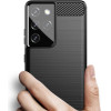 Hurtel Carbon Case Flexible Cover TPU Case for Samsung Galaxy S21 Ultra 5G black - (Carbon Case Samsung Galaxy S30 Ultra Black)