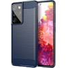 Hurtel Carbon Case Flexible Cover TPU Case for Samsung Galaxy S21 Ultra 5G blue - (Carbon Case Samsung Galaxy S30 Ultra Blue)