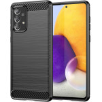 Hurtel Carbon Case Flexible TPU cover for Samsung Galaxy A73 black - (Carbon Case Samsung A73 5G Black)