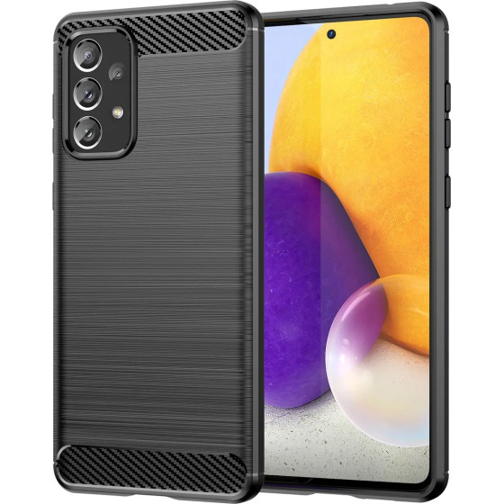 Hurtel Carbon Case Flexible TPU cover for Samsung Galaxy A73 black - (Carbon Case Samsung A73 5G Black)