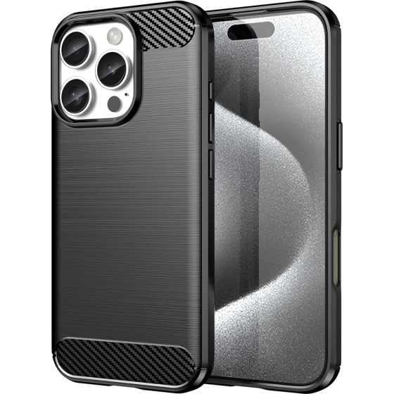 Hurtel Carbon Case for iPhone 16 Pro Max Silicone Case - Black - (Carbon case iPhone 16 Pro Max black)