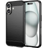 Hurtel Carbon Case for iPhone 16 Silicone Case - Black - (Carbon case iPhone 16 black)