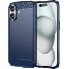 Hurtel Carbon Case for iPhone 16 Silicone Case - Blue - (Carbon case iPhone 16 blue)