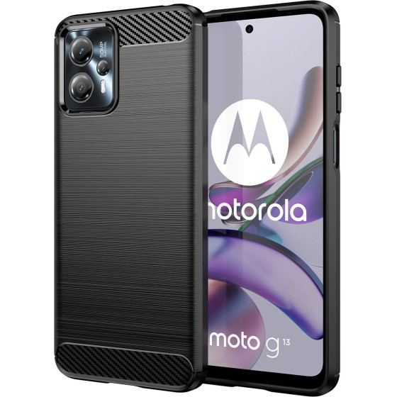 Hurtel Carbon Case for Motorola Moto G53 / G13 flexible silicone carbon cover black - (Carbon Case MOTO G13/G23 Black)