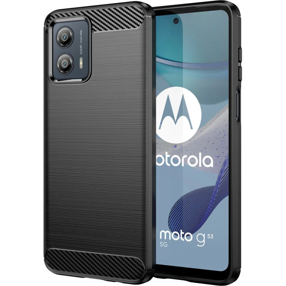 Hurtel Carbon Case for Motorola Moto G53 flexible silicone carbon cover black - (Carbon Case Moto G53 2023 Black)