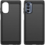 Hurtel Carbon Case for Motorola Moto G62 5G flexible silicone carbon cover black - (Carbon Case Moto G62 Black)