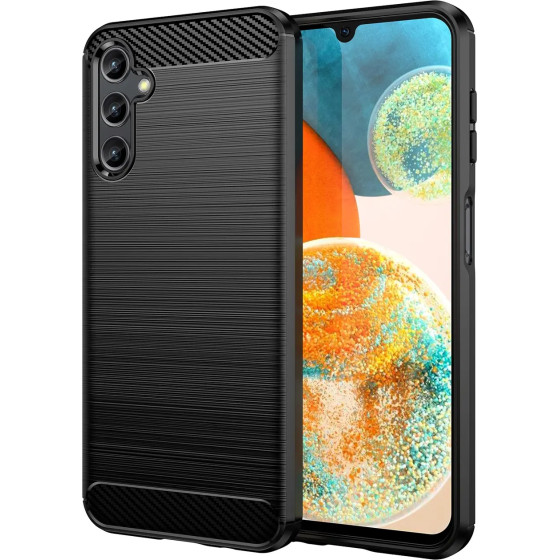 Hurtel Carbon Case for Samsung Galaxy A14 5G flexible silicone carbon cover black - (Carbon Case Samsung A14 Black)