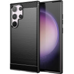 Hurtel Carbon Case for Samsung Galaxy S24 Ultra Flexible Silicone Carbon Cover - Black - (Carbon Case Samsung S24 Ultra Black)