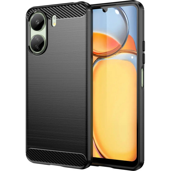 Hurtel Carbon Case for Xiaomi Redmi 13c Flexible Silicone Carbon Cover - Black - (Carbon Case Xiaomi Redmi 13c Black)
