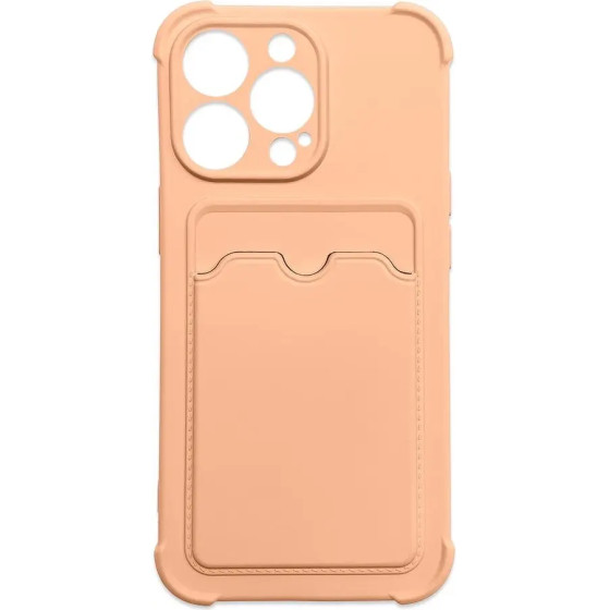 Hurtel Card Armor Case Pouch Cover for iPhone 12 Pro Card Wallet Silicone Air Bag Armor Pink - (Card Armor Case iPhone 12 Pro Pink)