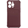 Hurtel Card Armor Case Pouch Cover for iPhone 13 Mini Card Wallet Silicone Air Bag Armor Case Raspberry - (Card Armor Case iPhone 13 Mini Raspberry)