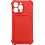 Hurtel Card Armor Case Pouch Cover for iPhone 13 Pro Card Wallet Silicone Air Bag Armor Red - (Card Armor Case iPhone 13 Pro Red)