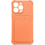 Hurtel Card Armor Case Pouch Cover for iPhone 13 Pro Max Card Wallet Silicone Air Bag Armor Cover Orange - (Card Armor Case iPhone 13 Pro Max Orange)