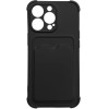 Hurtel Card Armor Case Pouch Cover For Samsung Galaxy A22 4G Card Wallet Silicone Armor Cover Air Bag Black - (Card Armor Case Samsung A22 4G Black)