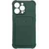 Hurtel Card Armor Case Pouch Cover For Samsung Galaxy A22 4G Card Wallet Silicone Armor Cover Air Bag Green - (Card Armor Case Samsung A22 4G Dark Green)