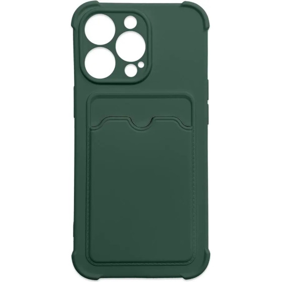 Hurtel Card Armor Case Pouch Cover For Samsung Galaxy A22 4G Card Wallet Silicone Armor Cover Air Bag Green - (Card Armor Case Samsung A22 4G Dark Green)