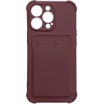 Hurtel Card Armor Case Pouch Cover For Samsung Galaxy A32 4G Card Wallet Silicone Armor Cover Air Bag Raspberry - (Card Armor Case Samsung A32 4G Raspberry)