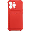 Hurtel Card Armor Case Pouch Cover For Samsung Galaxy A32 4G Card Wallet Silicone Armor Cover Air Bag Red - (Card Armor Case Samsung A32 4G Red)