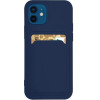 Hurtel Card Case Silicone Case Wallet with Card Pocket Documents for Samsung Galaxy S22+ (S22 Plus) Navy Blue - (Card Case Samsung S22 Plus Deep Navy)