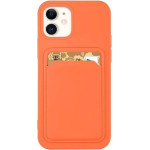 Hurtel Card Case Silicone Wallet Case with Card Slot Documents for iPhone 12 Pro Orange - (Card Case iPhone 12 Pro Kumquat)