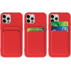 Hurtel Card Case Silicone Wallet Case with Card Slot Documents for Samsung Galaxy A22 4G Red - (Card Case Samsung A22 4G Crimson)