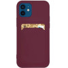 Hurtel Card Case Silicone Wallet Case with Card Slot Documents for Samsung Galaxy A72 4G Burgundy - (Card Case Samsung A72 4G Raspberry)