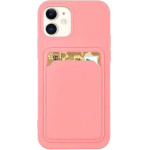 Hurtel Card Case Silicone Wallet Case with Card Slot Documents for Samsung Galaxy A73 pink - (Card Case Samsung A73 Pink)