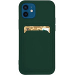 Hurtel Card Case Silicone Wallet Case With Card Slot Documents For Samsung Galaxy S21 + 5G (S21 Plus 5G) Dark Green - (Card Case Samsung S21 Plus Dark Green)