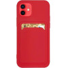 Hurtel Card Case Silicone Wallet Case With Card Slot Documents For Xiaomi Redmi Note 10 5G / Poco M3 Pro Red - (Card Case Xiaomi Redmi Note 10 5G / POCO M3 PRO Crimson)