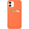 Hurtel Card Case Silicone Wallet Wallet with Card Slot Documents for iPhone 12 Pro Max Orange - (Card Case iPhone 12 Pro Max Kumquat)