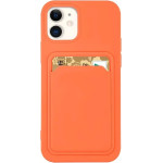Hurtel Card Case Silicone Wallet Wallet with Card Slot Documents for iPhone 12 Pro Max Orange - (Card Case iPhone 12 Pro Max Kumquat)