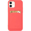 Hurtel Card Case Silicone Wallet Wallet with Card Slot Documents for iPhone 12 Pro Max Orange - (Card Case iPhone 12 Pro Max Orange Powder)