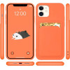 Hurtel Card Case Silicone Wallet Wallet with Card Slot Documents for iPhone 12 Pro Max Orange - (Card Case iPhone 12 Pro Max Orange Powder)
