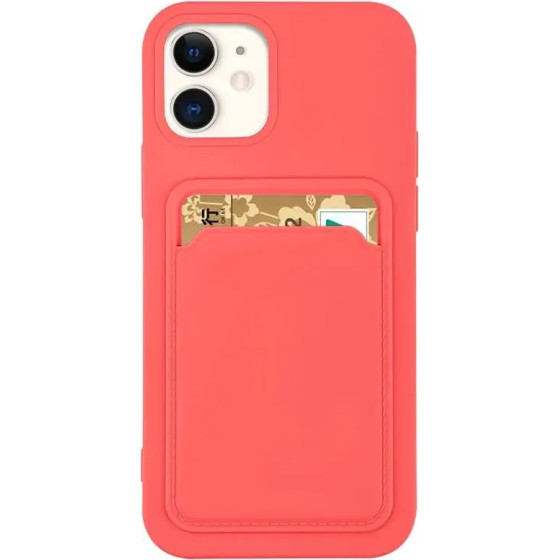 Hurtel Card Case Silicone Wallet Wallet with Card Slot Documents for iPhone 12 Pro Max Orange - (Card Case iPhone 12 Pro Max Orange Powder)