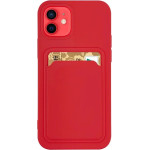 Hurtel Card Case Silicone Wallet Wallet with Card Slot Documents for iPhone 12 Pro Max red - (Card Case iPhone 12 Pro Max Crimson)
